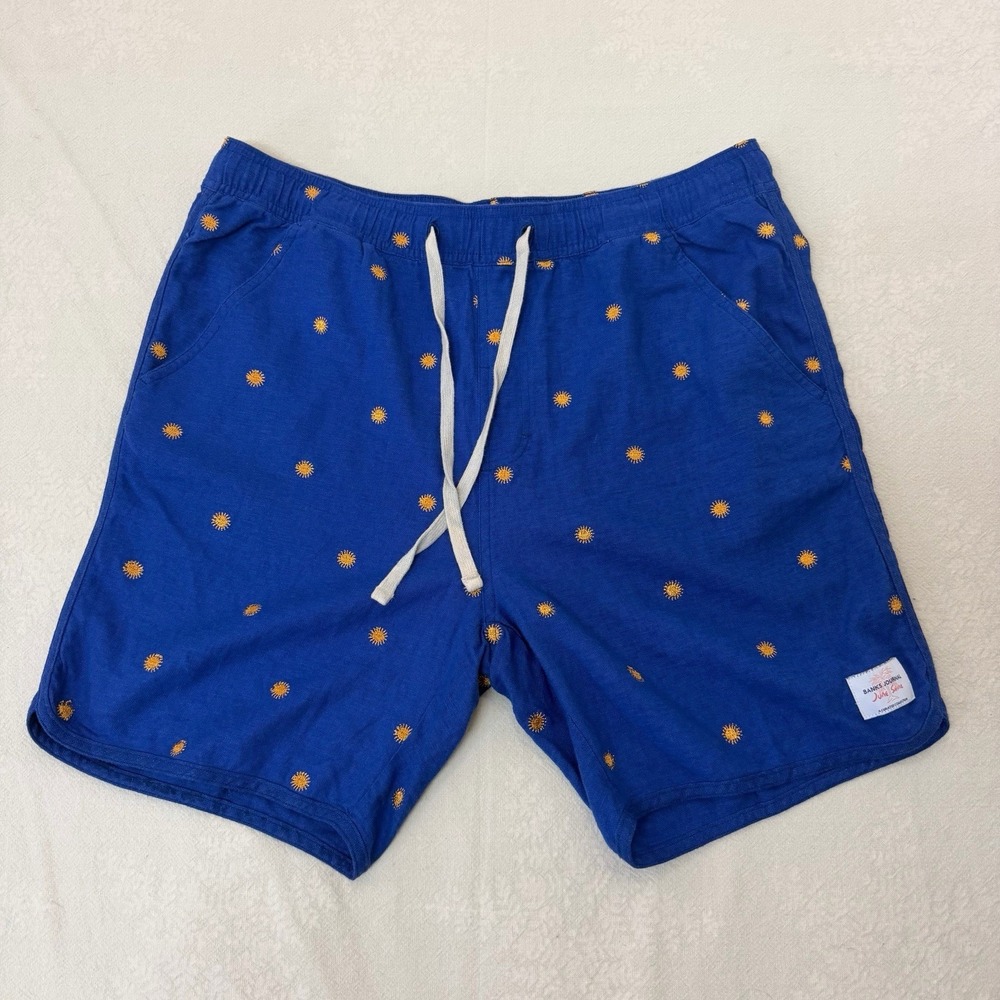 Banks Journal x JuneShine Shorts Mens XL Blue Linen Blend Embroidered 6" Inseam